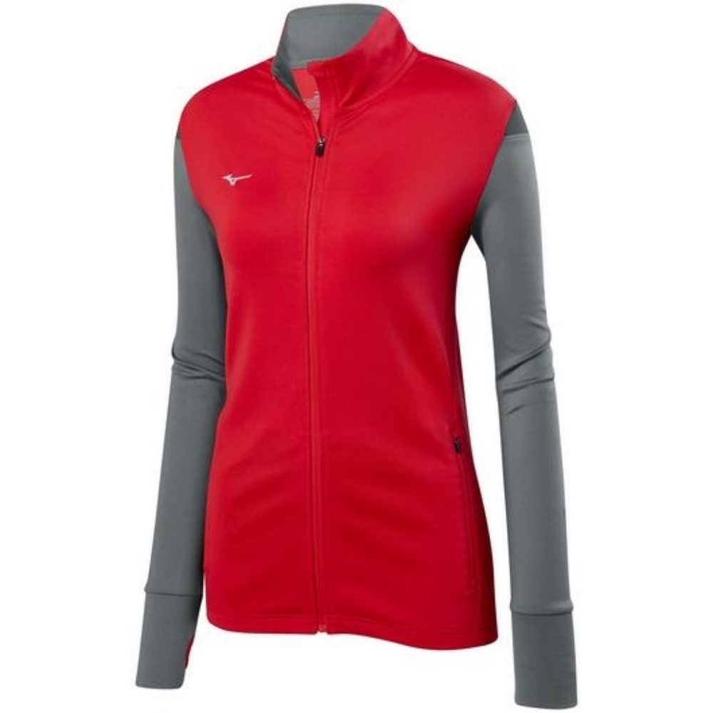 Mizuno Horizon Full Zip Red Long Sleeve Volleyball Jacket  Women's Size Large